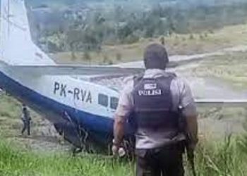 Pesawat Kargo PK-RVA Tergelincir di Ilaga Puncak Papua