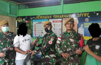 Satgas Yonarhanud 3/YBY Terima 89 Pucuk Senpi dari Warga Maluku Utara