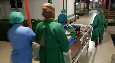 Satu dari dua warga kampung Okpol, Distrik Oksibil, Kabupaten Pegunungan Bintang, yang terluka akibat ditembak KKB, Senin malam(18/9).