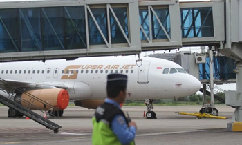 Pesawat yang parkir di Bandara Internasional Minangkabau