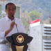 Presiden Jokowi menyampaikan pidato dalam acara peresmian smelter tembaga dan fasilitas pemurnian logam mulia PT Amman Mineral Nusa Tenggara (AMNT) di Kabupaten Sumbawa Barat, Nusa Tenggara Barat, Senin (23/9/2024)