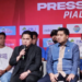Ketua Umum PSSI, Erick Thohir (ketiga dari kiri), memberi sambutan pada jumpa pers Piala Presiden 2025 di Jakarta